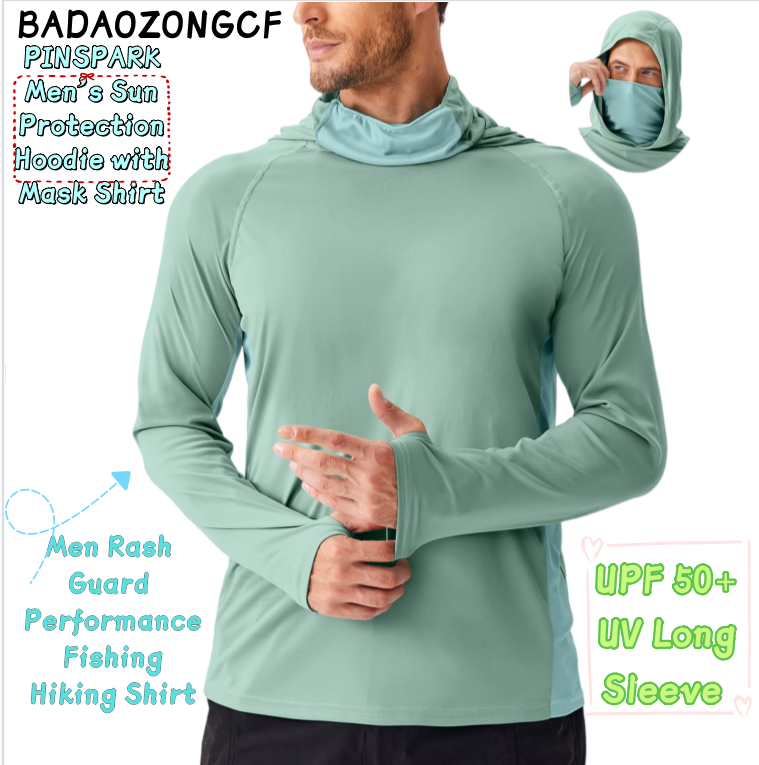 Fishing Mask Sun Protection - Мужская солнцезащитная толстовка PINSPARK с маской,
